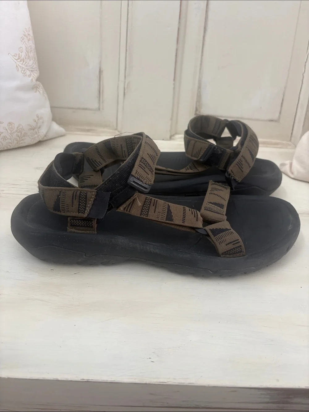 Teva Men's Brown and Black Adjustable Strap Sandals
